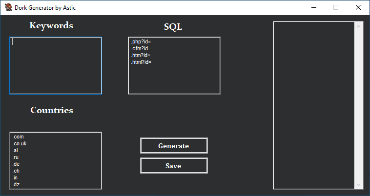 SQLI Dork Generator by Astic