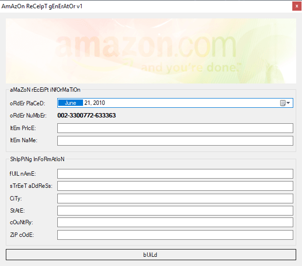 Amazon Receipt Gen