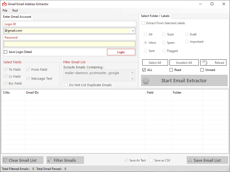 Gmail Email Address Extractor