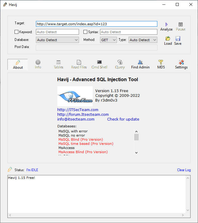 Havij SQL Injection Tool