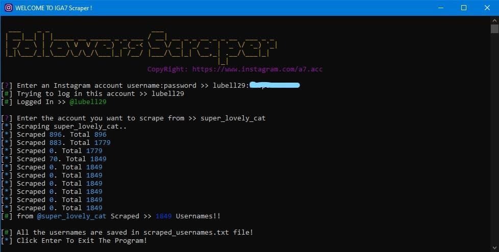 IG Followers Scraper
