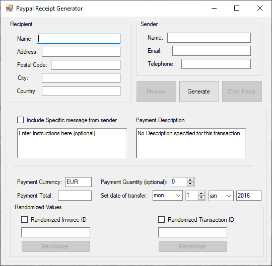 Paypal Receipt Generator