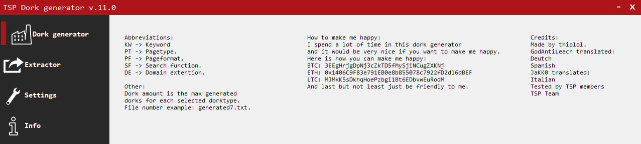 TSP Dork Generator v1.0